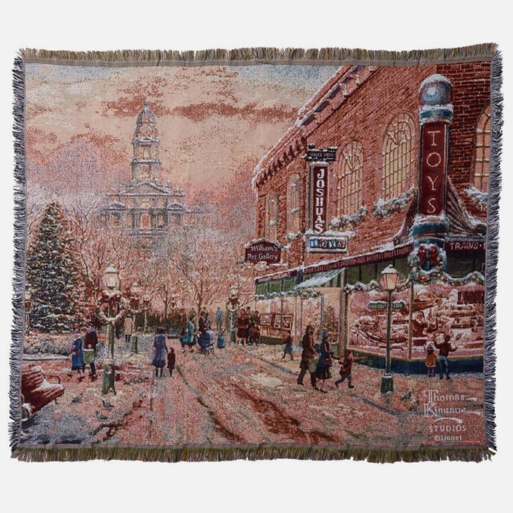 Thomas Kinkade “A Christmas Wish” Woven Tapestry Throw Blanket